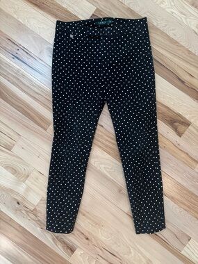 Lauren Ralph Lauren Black Polka Dot Slim Ankle Pants Size 6